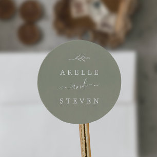 Minimal Leaf Sage Green Wedding Envelope Seals