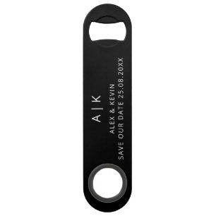 Minimal Monogram Unique Save the Date Invitation Bar Key