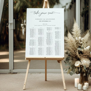 Minimalist Black & White Wedding Seating Chart Foam Board