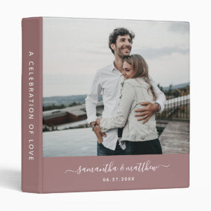 Minimalist Dusty Pink Photo Wedding Album 3 Ring Binder