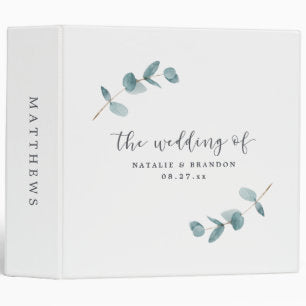 Minimalist Eucalyptus Branches Wedding Photo Album 3 Ring Binder