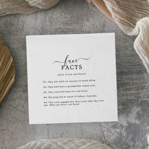 Minimalist Fun Facts Wedding Napkins