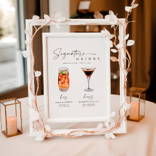 Minimalist Signature Drinks Wedding Sign Bar Sign