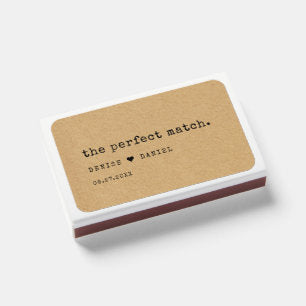 Minimalist typewriter kraft color wedding favors matchboxes