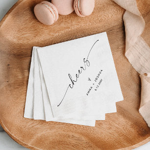 Minimalist Wedding Cheers Cocktail Napkins