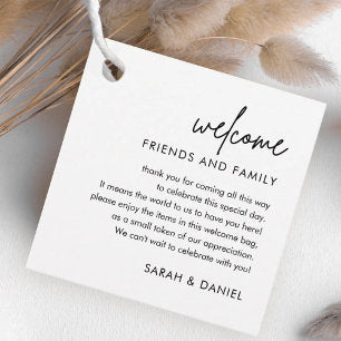 Minimalist Wedding Welcome Gift Bag Basket Favor Tags