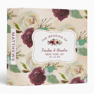Mistletoe Manor Winter Floral Wedding Photo Album 3 Ring Binder