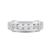 5 Stone Channel Set Ridged Diamond Men's Ring