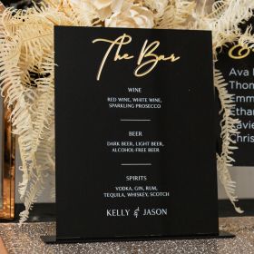 Modern Black 3D Wedding Bar Wedding Dessert Menu Cards CSX012