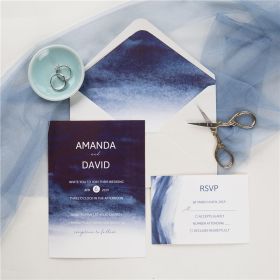 Modern Midnight Blue Hue Wedding Invitations Swi033