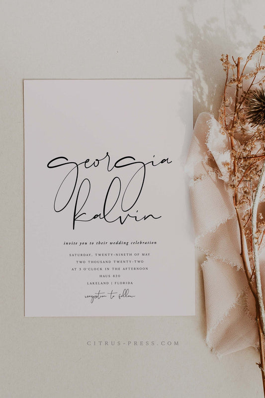 Modern Minimal Wedding Invitation | Georgia