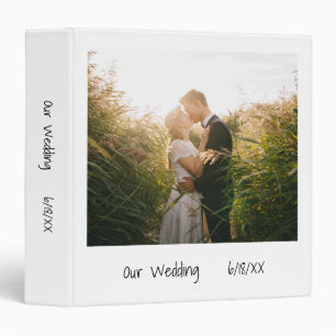 Modern Black White Wedding Photo Album 3 Ring Binder