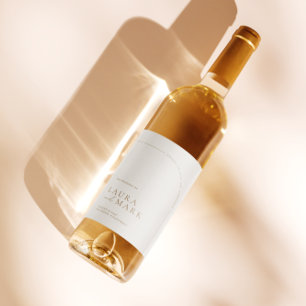 Modern Boho Arch Minimalist Wedding Wine Label