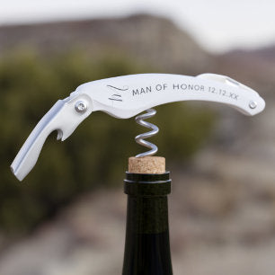 Modern Bridal Party Wedding Favor Man of Honor Waiter's Corkscrew