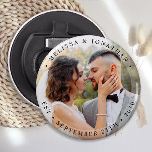 Modern Bride Groom Simple Photo Wedding Bottle Opener