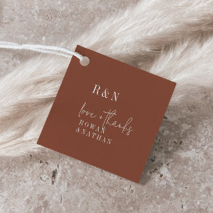 Modern Chic Terracotta Rust Monogram Wedding Favor Tags