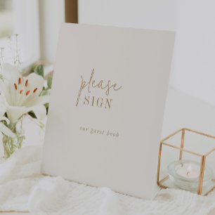 Modern Chic Vintage Gold Guest Book Wedding Sign