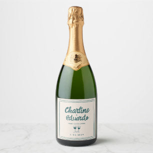 Modern Contemporary Handwriting Retro Wedding Sparkling Wine Label
