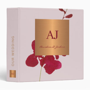 Modern elegant gold glam bride groom wedding album 3 ring binder