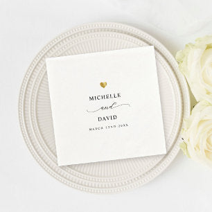 Modern Elegant Script Minimal Gold Wedding Napkins