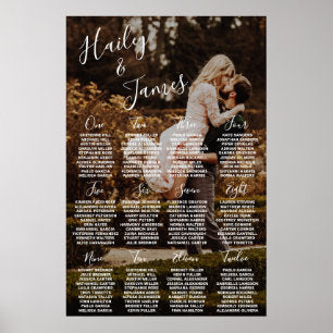 Modern Elegant Script Photo Wedding Seating Chart