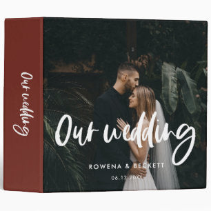Modern elegant terracotta wedding photo album 3 ring binder