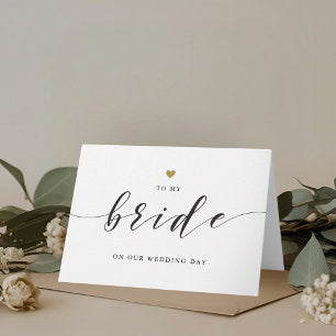 Modern Gold Heart to My Bride on Our Wedding Day Thank You Card