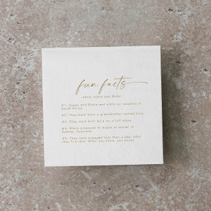 Modern Gold Script Fun Facts Wedding Napkins