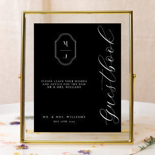 Modern & Minimal Guestbook Script Monogram Black