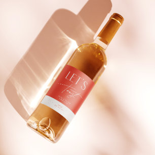 Modern Minimal Pink Personalized Wedding Bottle Wine Label