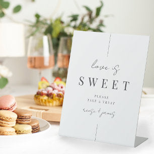 Modern Minimal Script Wedding Dessert Table Pedestal Sign