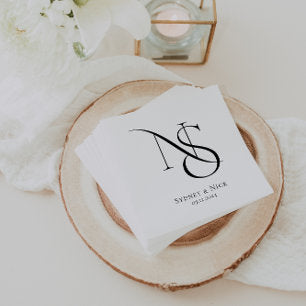 Modern Minimal Wedding Monogram Napkins