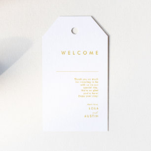 Modern Minimalist Gold Font Wedding Welcome Gift Tags