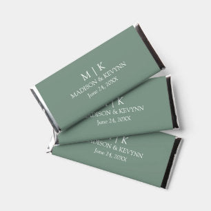 Modern Minimalist Monogram Wedding Sage Green Hershey Bar Favors
