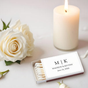 Modern Minimalist Simple Monogram Wedding Matchboxes
