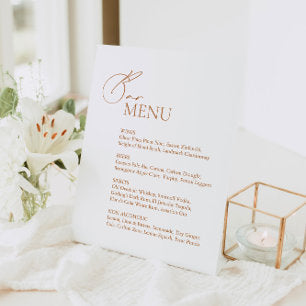 Modern Minimalist Wedding Bar Menu Pedestal Sign