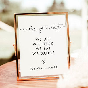 Modern Minimalist Wedding Order of Events Poster