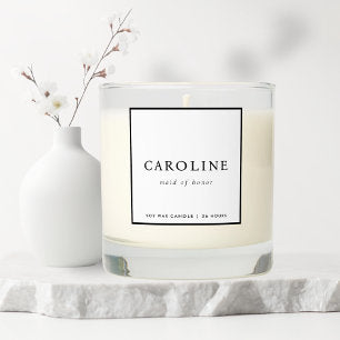 Modern Minimalist White Maid Of Honor Name Scented Candle