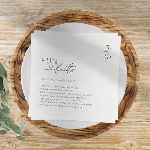 Modern Monogram Fun Facts Wedding Napkins