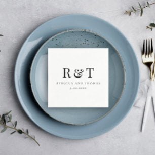 Modern Monogram Minimalist Wedding Napkins