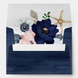 Modern Nautical Floral Wedding Invitation Envelope