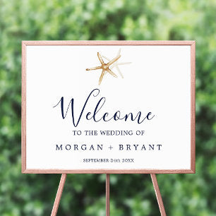 Modern Nautical Starfish Wedding Welcome Poster