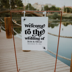 Modern Retro Wedding Welcome Sign