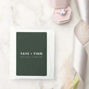 Modern Scandi Forest Green Minimal Wedding Favor Tea Bag Drink Mix