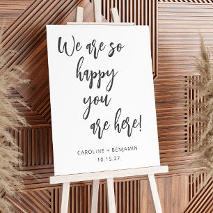 Modern Script Calligraphy White Wedding Welcome Foam Board