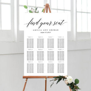 Modern Script EDITABLE COLOR Seating Chart Faux Canvas Print