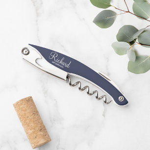 Modern Script Personalized Groomsman Waiter's Cork Waiter's Corkscrew