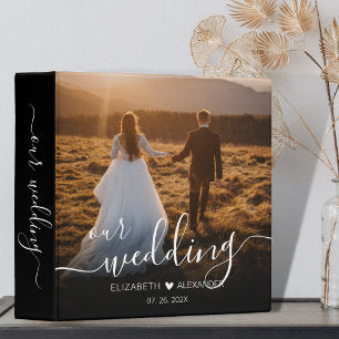 Modern Script Wedding Memories Photo Album Binder