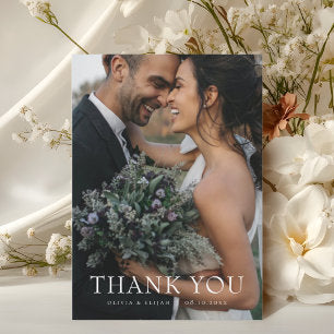 Modern Simple Photo Wedding Thank You Card W Note
