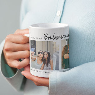 Modern Will You Be My Bridesmaid? Photo Collage Coffee Mug